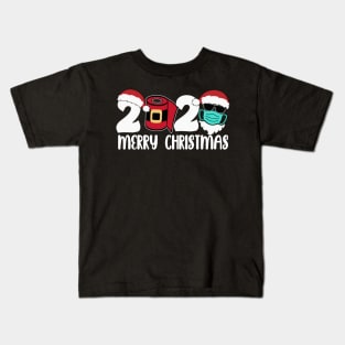 Merry Christmas 2020 Quarantine Christmas Santa Face Shirt Kids T-Shirt